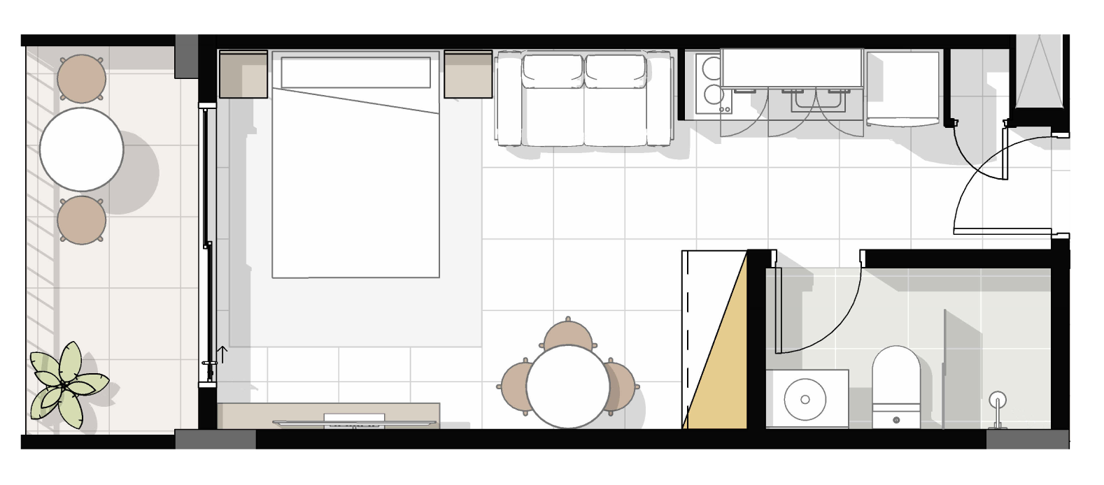 Planta Monoambiente 30m²